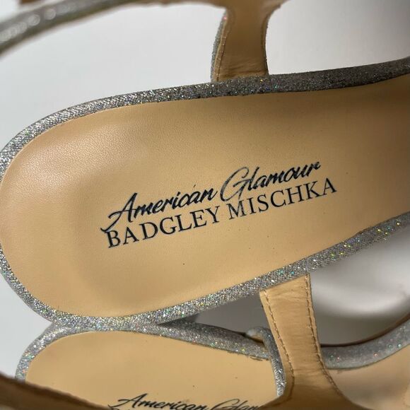🚨4/$25 Badgley Mischka American Glam Glitter Heeled Strappy Sandals Size 9.5 - Picture 9 of 9
